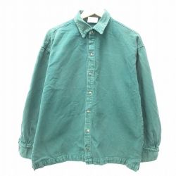 L★古着 WEK ケルスポーツ 長袖 シャツ メンズ 90年代 90s コットン USA製 緑 グリーン デニム 【spe】 25feb21 中古 トップス