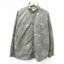 【20%OFF】XL★古着 ウールリッチ WOOLRICH 長袖 シャツ メンズ シカ 大きいサイズ コットン ボタンダウン グレー系他 25feb21 中古 トップス