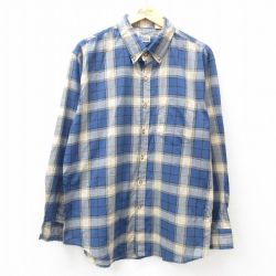 【50%OFF】L★古着 ベーシックエディションズ 長袖 シャツ メンズ 00年代 00s ボタンダウン 紺他 ネイビー チェック 25feb21 中古 トップス
