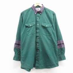 L★古着 長袖 ウエスタン シャツ メンズ 00年代 00s ボタンダウン カナダ製 緑他 グリーン 25feb21 中古 トップス