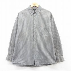 【50%OFF】XL★古着 グレッグノーマン 長袖 シャツ メンズ コットン ボタンダウン グレー系他 チェック 25feb22 中古 トップス