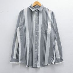 L★古着 長袖 シャツ メンズ グレー他 ストライプ 25feb22 中古 トップス
