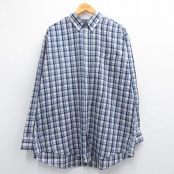 【50%OFF】XL★古着 タウンクラフト長袖 シャツ メンズ 90年代 90s 大きいサイズ ボタンダウン 紺他 ネイビー チェック 25feb22 中古 トップス