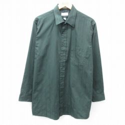 XL★古着 バンヒューセン 長袖 シャツ メンズ ロング丈 緑他 グリーン ストライプ 25feb25 中古 トップス