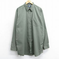 【50%OFF】XL★古着 長袖 シャツ メンズ 90年代 90s 大きいサイズ ロング丈 USA製 濃緑 グリーン 25feb26 中古 トップス