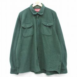 【50%OFF】XL★古着 ラングラー Wrangler 長袖 フリース シャツ メンズ 大きいサイズ 緑 グリーン 25feb26 中古 トップス