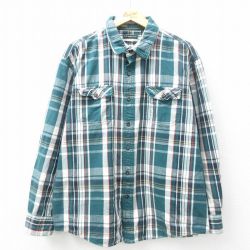 【50%OFF】XL★古着 G.H.BASS 長袖 シャツ メンズ 大きいサイズ コットン 緑他 グリーン チェック 25feb26 中古 トップス