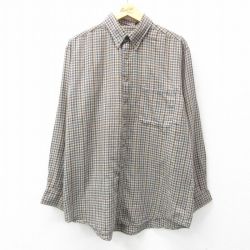 【50%OFF】XL★古着 長袖 シャツ メンズ 90年代 90s ボタンダウン ベージュ他 カーキ チェック 25feb26 中古 トップス