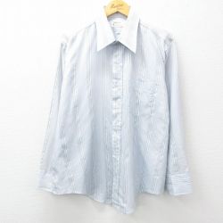 XL★古着 アロー 長袖 シャツ メンズ 70年代 70s 薄紺他 ネイビー ストライプ 25feb26 中古 トップス