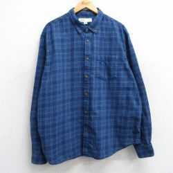 【20%OFF】XL★古着 オールドネイビー OLDNAVY 長袖 シャツ メンズ コットン ボタンダウン 紺 ネイビー チェック 【spe】 25feb26 中古 トップス