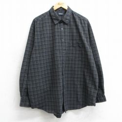 XL★古着 アロー 長袖 シャツ メンズ 大きいサイズ 黒他 ブラック チェック 25feb26 中古 トップス