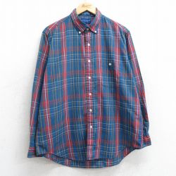 L★古着 タウンクラフト 長袖 シャツ メンズ 90年代 90s ボタンダウン 紺系他 ネイビー チェック 25feb26 中古 トップス