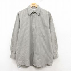 【20%OFF】M★古着 バンヒューセン 長袖 シャツ メンズ 00年代 00s グレー他 ストライプ 25feb26 中古 トップス