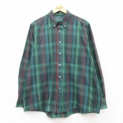 【50%OFF】XL★古着 長袖 シャツ メンズ 90年代 90s ボタンダウン 緑他 グリーン チェック 25feb26 中古 トップス