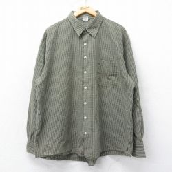 XL★古着 オールドネイビー OLD NAVY 長袖 シャツ メンズ 大きいサイズ コットン 緑他 グリーン チェック 25feb27 中古 トップス