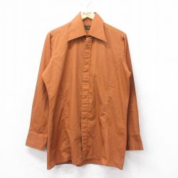 L★古着 長袖 シャツ メンズ 70年代 70s 茶 ブラウン 25feb27 中古 トップス