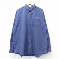 XL★古着 長袖 シャツ メンズ 00年代 00s Carrier 大きいサイズ コットン ボタンダウン 薄紺 ネイビー 25feb27 中古 トップス