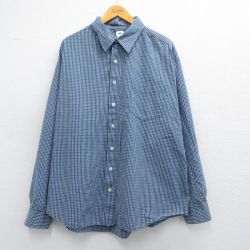 XL★古着 オールドネイビー OLD NAVY 長袖 シャツ メンズ 大きいサイズ コットン 紺他 ネイビー チェック 25feb28 中古 トップス