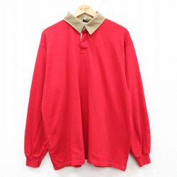 XL★古着 キャンパス 長袖 ラガー シャツ メンズ 90年代 90s 大きいサイズ USA製 赤他 レッド 25mar01 中古 トップス