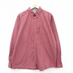 【50%OFF】XL★古着 ラングラー Wrangler 長袖 シャツ メンズ ボタンダウン 赤他 レッド チェック 25mar01 中古 トップス
