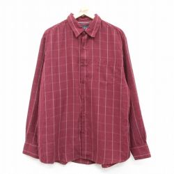 XL★古着 長袖 シャツ メンズ スエード調 エンジ他 25mar01 中古 トップス