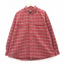 XL★古着 ウールリッチ WOOLRICH 長袖 シャツ メンズ 大きいサイズ ボタンダウン 赤系他 レッド チェック 25mar01 中古 トップス