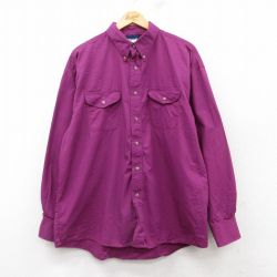 【50%OFF】XL★古着 ラングラー Wrangler 長袖 シャツ メンズ コットン ボタンダウン 紫 パープル 25mar01 中古 トップス