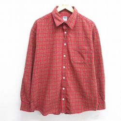 XL★古着 オールドネイビー OLD NAVY 長袖 シャツ メンズ 00年代 00s 大きいサイズ コットン 赤他 レッド チェック 25mar01 中古 トップス