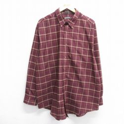 XL★古着 セントジョンズベイ 長袖 シャツ メンズ 大きいサイズ ロング丈 コットン エンジ他 チェック 25mar01 中古 トップス