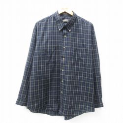 XL★古着 バンヒューセン 長袖 シャツ メンズ 00年代 00s 大きいサイズ ボタンダウン 紺他 ネイビー チェック 25mar01 中古 トップス