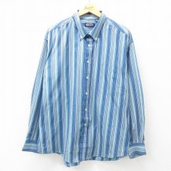 【50%OFF】XL★古着 ピューリタン 長袖 シャツ メンズ 00年代 00s 大きいサイズ ボタンダウン 薄紺他 ネイビー ストライプ 25mar01 中古 トップス