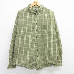 XL★古着 オールドネイビー OLD NAVY 長袖 シャツ メンズ 00年代 00s 大きいサイズ コットン ボタンダウン 薄緑他 グリーン チェック 25mar03 中古 トップス