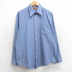 【50%OFF】バンヒューセン 90s 長袖シャツ ストライプ ネイビー XL | 古着