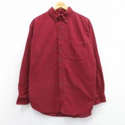 【50%OFF】L★古着 セントジョンズベイ 長袖 シャツ メンズ コーデュロイ コットン ボタンダウン エンジ 25mar04 中古 トップス