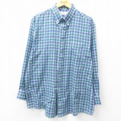 XL★古着 アロー 長袖 シャツ メンズ 90年代 90s ボタンダウン USA製 紺他 ネイビー チェック 25mar05 中古 トップス