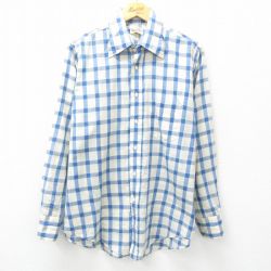 【50%OFF】L★古着 長袖 シャツ メンズ 90年代 90s 薄紺他 ネイビー チェック 25mar05 中古 トップス