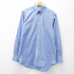 L★古着 長袖 シャツ メンズ 90年代 90s コットン ボタンダウン 紺他 ネイビー ストライプ 25mar05 中古 トップス