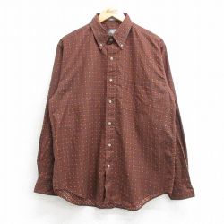 M★古着 長袖 シャツ メンズ 00年代 00s コットン ボタンダウン 茶他 ブラウン 25mar07 中古 トップス