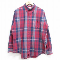 L★古着 セントジョンズベイ 長袖 シャツ メンズ 90年代 90s ボタンダウン 赤他 レッド チェック 25mar07 中古 トップス