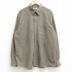XL★古着 オールドネイビー 長袖 シャツ メンズ 00年代 00s コーデュロイ コットン 薄緑他 グリーン チェック 25mar07 中古 トップス