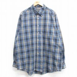 【50%OFF】90s 長袖シャツ ネイビーチェック XL | 古着