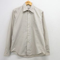 【50%OFF】L★古着 長袖 シャツ メンズ 90年代 90s ベージュ他 カーキ ストライプ 25mar08 中古 トップス