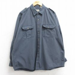 XL★古着 セントジョンズベイ 長袖 シャツ メンズ 00年代 00s 大きいサイズ コットン 濃グレー 25mar10 中古 トップス