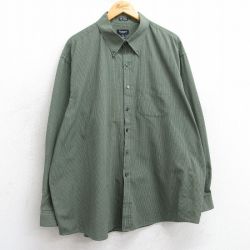 XL★古着 バンヒューセン 長袖 シャツ メンズ 大きいサイズ ボタンダウン 緑他 グリーン チェック 25mar10 中古 トップス