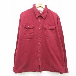 XL★古着 ラングラー Wrangler 長袖 シャツ メンズ 大きいサイズ エンジ 25mar11 中古 トップス
