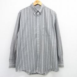 XL★古着 アロー 長袖 シャツ メンズ 90年代 90s ボタンダウン USA製 グレー他 ストライプ 25mar11 中古 トップス