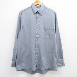 L★古着 バンヒューセン 長袖 シャツ メンズ 00年代 00s ボタンダウン 薄グレー 25mar11 中古 トップス