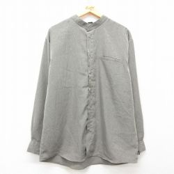 XL★古着 長袖 シャツ メンズ ノーカラー グレー 25mar11 中古 トップス