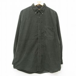 XL★古着 セントジョンズベイ 長袖 シャツ メンズ コーデュロイ 大きいサイズ コットン ボタンダウン 濃緑 グリーン 25mar11 中古 トップス