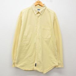 XL★古着 オールドネイビー OLD NAVY 長袖 シャツ メンズ 00年代 00s 大きいサイズ ロング丈 コットン ボタンダウン 黄 イエロー 25mar11 中古 トップス
